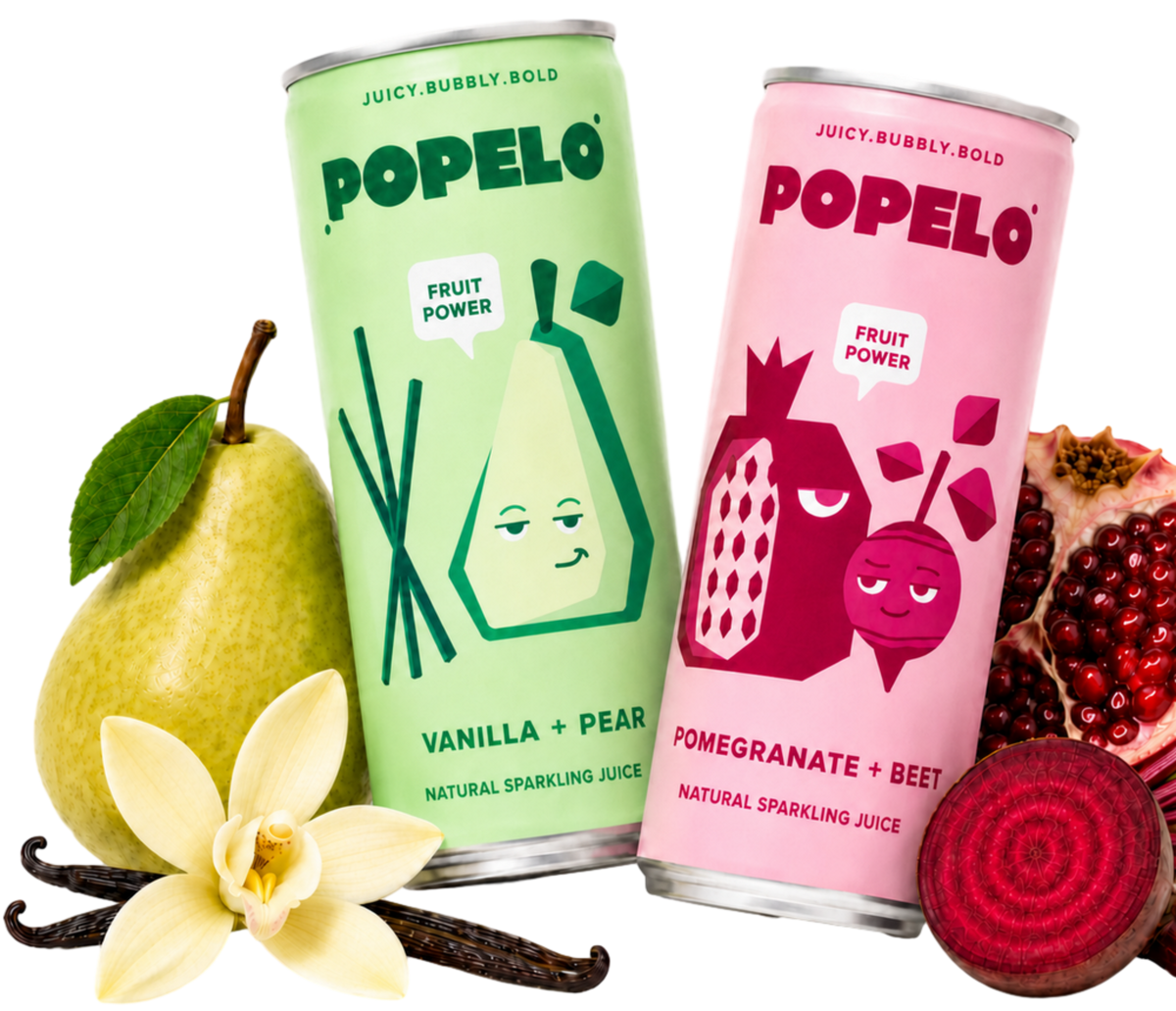 Popelo Vanilla + Pear and Pomegranate + Beet cans