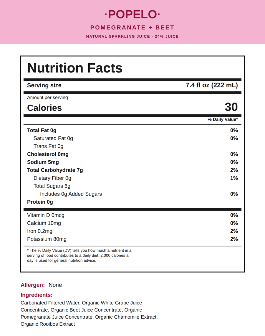 Pomegranate + Beet nutrition facts